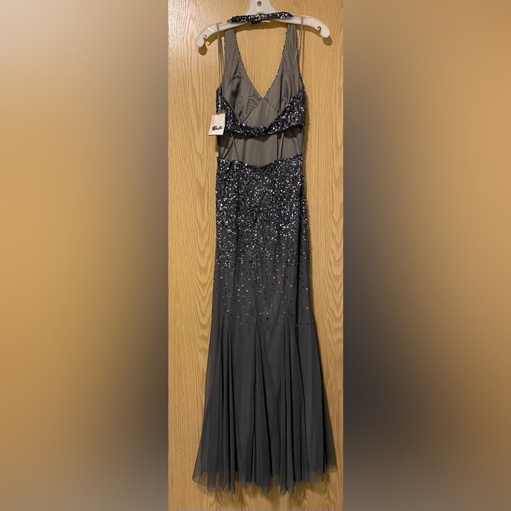 Grey sequined prom dress